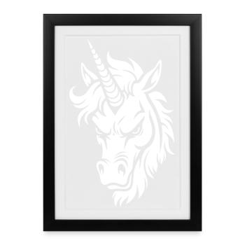 Evil Unicorn – Unicorn Head Black & White - Framed poster (27 × 37 cm) - black - Front