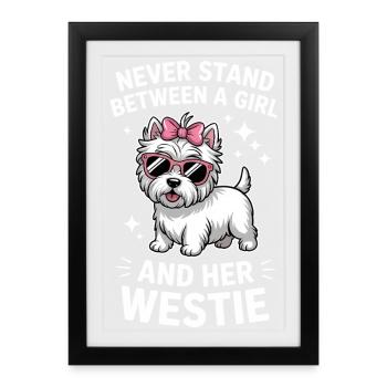 West Highland White Terrier qui dit Westie Gift - Affiche encadrée (27 × 37 cm) - noir - Devant