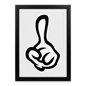 Index levé (doigt / main gauche NEG2C) - Affiche encadrée (27 × 37 cm) - noir - Devant