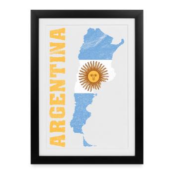 Carte argentine Drapeau Vintage Design - Affiche encadrée (27 × 37 cm) - noir - Devant