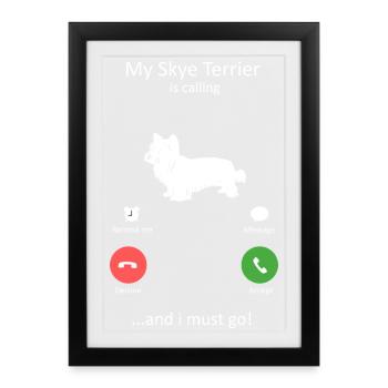 My Skye Terrier Is Calling Funny Dog Silhouette - Framed poster (27 × 37 cm) - black - Front