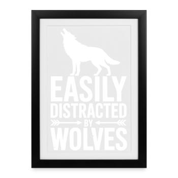 Paroles de loups, drôle de cadeau de loup - Affiche encadrée (27 × 37 cm) - noir - Devant