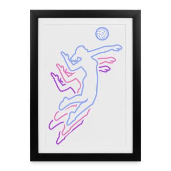 Volley-ball féminin Joueuse de volley-ball : Volley-ball de plage - Affiche encadrée (27 × 37 cm) - noir - Devant