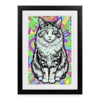 chat - Affiche encadrée (27 × 37 cm) - noir - Devant
