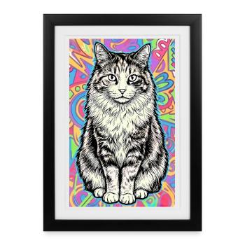 chat - Affiche encadrée (27 × 37 cm) - noir - Devant