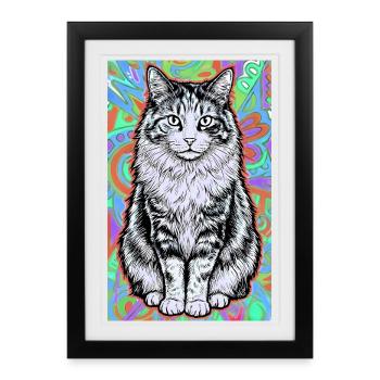 chat - Affiche encadrée (27 × 37 cm) - noir - Devant
