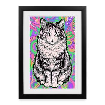 chat - Affiche encadrée (27 × 37 cm) - noir - Devant