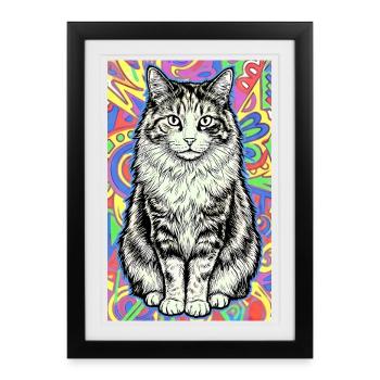 chat - Affiche encadrée (27 × 37 cm) - noir - Devant