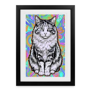 chat - Affiche encadrée (27 × 37 cm) - noir - Devant