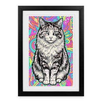 chat - Affiche encadrée (27 × 37 cm) - noir - Devant