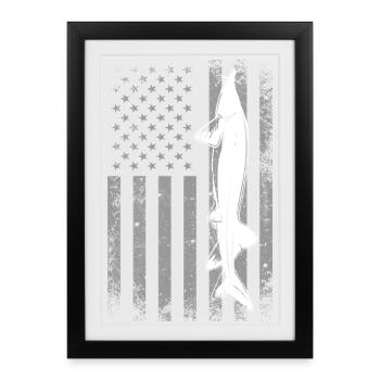 Drapeau de pêche à l’esturgeon - Affiche encadrée (27 × 37 cm) - noir - Devant