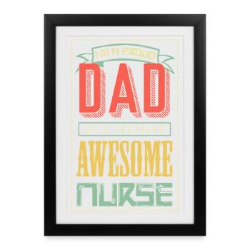 Père fier infirmier – Père infirmier drôle - Affiche encadrée (27 × 37 cm) - noir - Devant