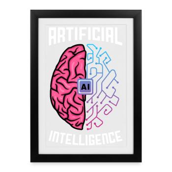 Artificial Intelligence Brain Tech Design - Framed poster (27 × 37 cm) - black - Front