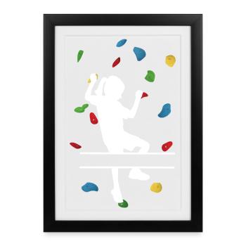 Climbing Wall Girl White – Custom Adventure - Framed poster (27 × 37 cm) - black - Front
