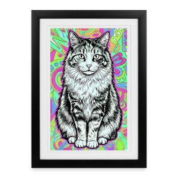 chat - Affiche encadrée (27 × 37 cm) - noir - Devant