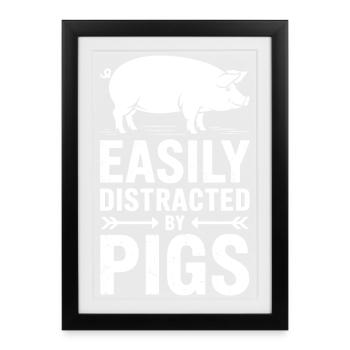 Dictons de cochons Cochons Cadeau drôle de cochon - Affiche encadrée (27 × 37 cm) - noir - Devant