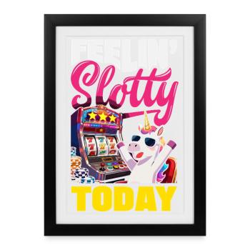 Feelin Slotty Today Unicorn Casino Slot Machine - Framed poster (27 × 37 cm) - black - Front