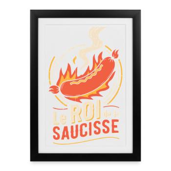 Roi de la Saucisse en Flammes - Affiche encadrée (27 × 37 cm) - noir - Devant