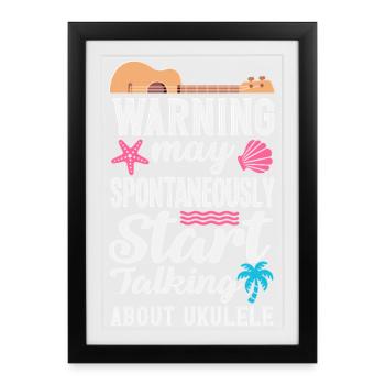Facilement distrait par le ukulélé Hawaii Musiker - Affiche encadrée (27 × 37 cm) - noir - Devant