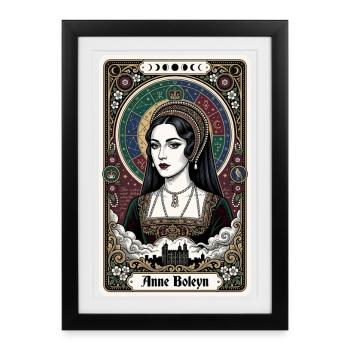 Portrait du Tarot d’Anne Boleyn - Affiche encadrée (27 × 37 cm) - noir - Devant
