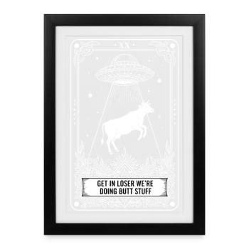 Funny Meme Tarot Card Get In Loser Butt Stuff Joke - Framed poster (27 × 37 cm) - black - Front