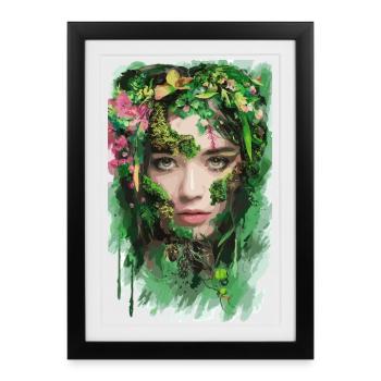 L’esprit de la nature dans la forêt de fleurs mystique - Affiche encadrée (27 × 37 cm) - noir - Devant