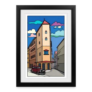 Tower Street Urban Vintage - Affiche encadrée (27 × 37 cm) - noir - Devant