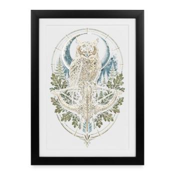 Crossbow Crossbowman Owl in front of Moon - Framed poster (27 × 37 cm) - black - Front