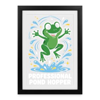 Grenouille professionnelle de sauteur d’étang - Affiche encadrée (27 × 37 cm) - noir - Devant