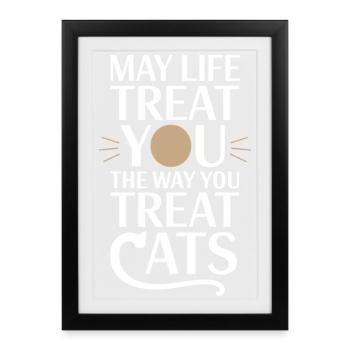 Chat peut te gâter Chats Maman de chat Chats - Affiche encadrée (27 × 37 cm) - noir - Devant
