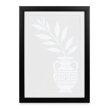 Vase ancien avec branches en feuilles - Affiche encadrée (27 × 37 cm) - noir - Devant