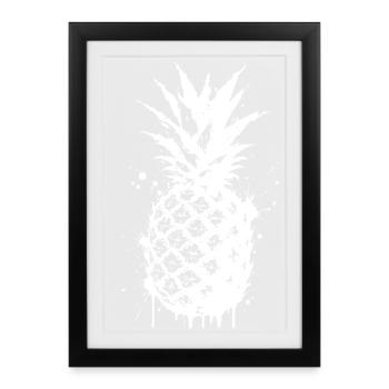 Splashed pineapple spray - Framed poster (27 × 37 cm) - black - Front