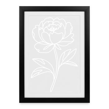 Ligne de pivoines en noir et blanc - Affiche encadrée (27 × 37 cm) - noir - Devant
