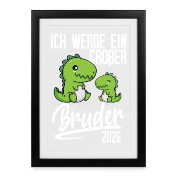 Big Brother 2026 Dino Bébé Enceinte - Affiche encadrée (27 × 37 cm) - noir - Devant