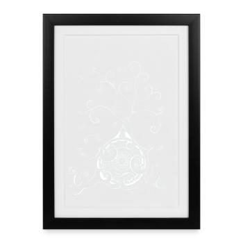Verspielter Schneebaum in Schwarz-Weiß mit Mandala - Gerahmtes Poster (27 × 37 cm) - Schwarz - Vorne