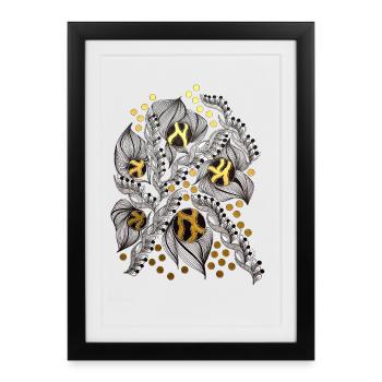Botanical flowers with gold accents - Framed poster (27 × 37 cm) - black - Front