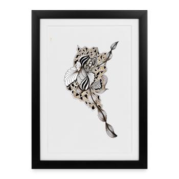 Flower Mandala Feather Art - Framed poster (27 × 37 cm) - black - Front