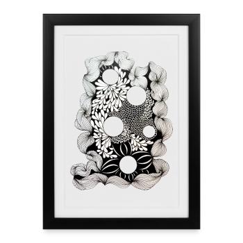 Black Flower Ring Pattern - Framed poster (27 × 37 cm) - black - Front
