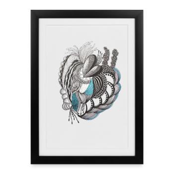 Accent bleu d’art organique - Affiche encadrée (27 × 37 cm) - noir - Devant