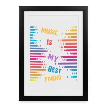 Music is my best friend - Framed poster (27 × 37 cm) - black - Front