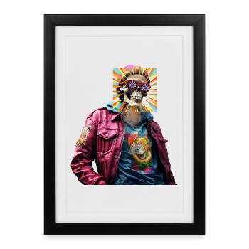 Skull With Pop Art - Framed poster (27 × 37 cm) - black - Front