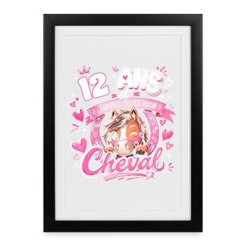 Hello Twelve 12 Ans Est 2014 Anniversaire - Affiche encadrée (27 × 37 cm) - noir - Devant