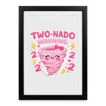 Avertissement à deux nado : 2e anniversaire design - Affiche encadrée (27 × 37 cm) - noir - Devant
