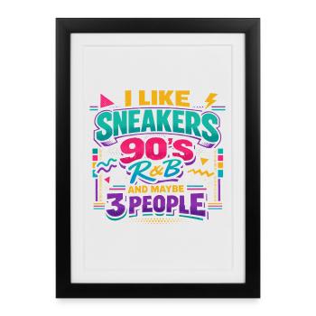 Style Années 90 : Sneakers, R&B et Humour - Affiche encadrée (27 × 37 cm) - noir - Devant