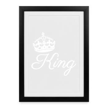 Royal Crown with King Text Design - Framed poster (27 × 37 cm) - black - Front