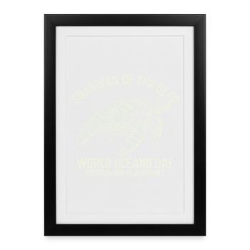 Gardien des Profondeurs – Tortue de la Journée mondiale des océans - Affiche encadrée (27 × 37 cm) - noir - Devant