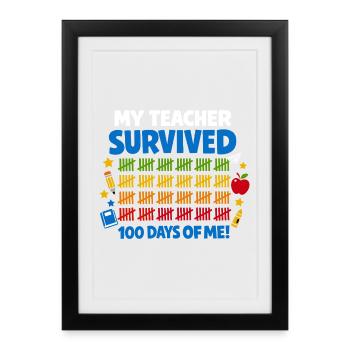 J'ai survécu à 100 jours d'école Rigolo - Affiche encadrée (27 × 37 cm) - noir - Devant
