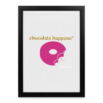 Donut rose avec un accent chocolat - Affiche encadrée (27 × 37 cm) - noir - Devant