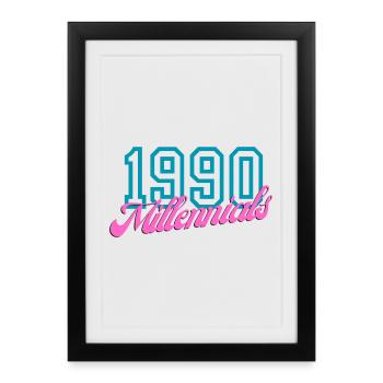 Retro 1990 Millennial Digital Style Design - Framed poster (27 × 37 cm) - black - Front