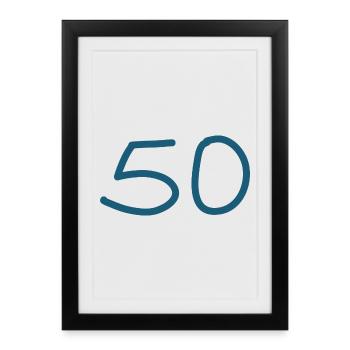 50e anniversaire cinquante numéro bleu - Affiche encadrée (27 × 37 cm) - noir - Devant